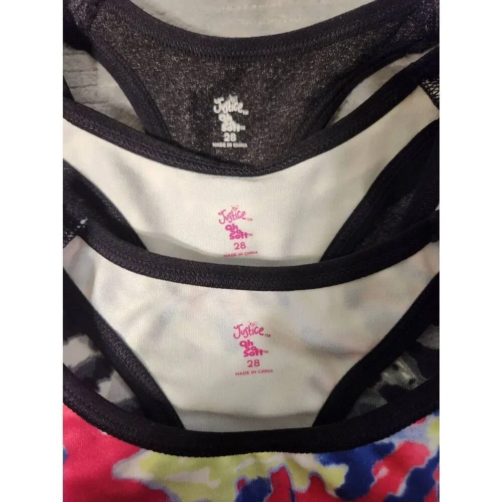 Lot of 3 Justice Girls' Seamless Longline Bra Size 28